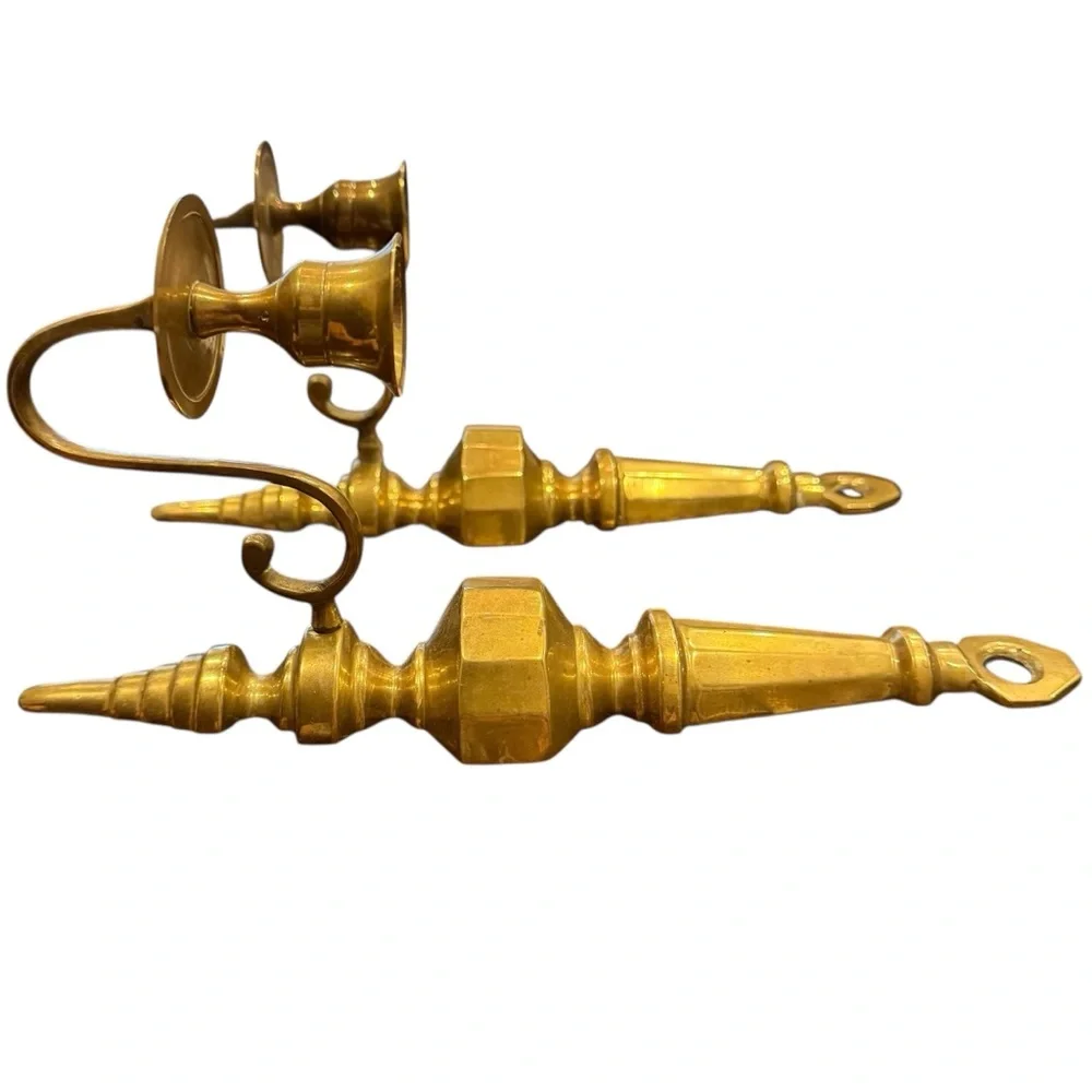 Vintage Solid Brass Wall Sconces (2)